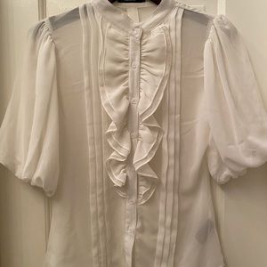 Crystal Candy White ruffle blouse size m